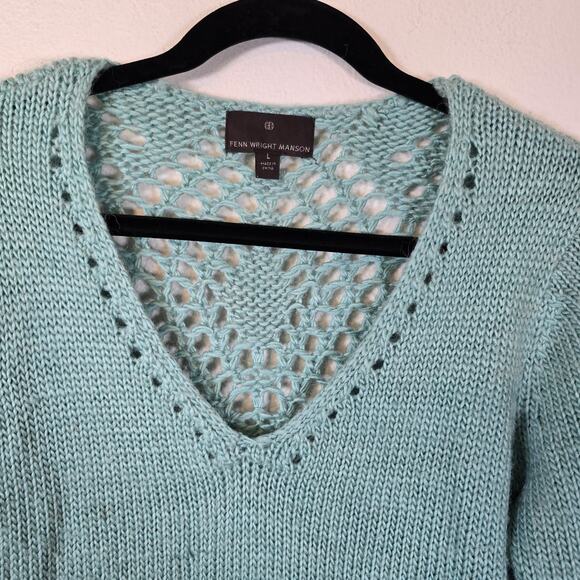 Fenn Wright Manson Sweater Women's L Turquoise Wool Alpaca Blend Romantic Boho - Picture 11 of 12